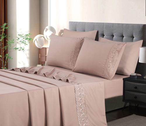 Jogo de cama casal 4 peças toque acetinado super macio com renda habitat
