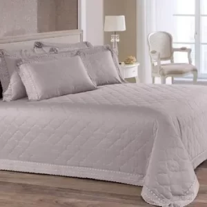 Kit Cobre Leito Queen Cristal Renda Renascença 3 Peças Bege- Buettner