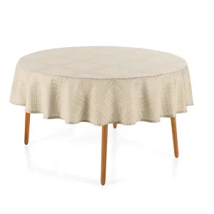 Toalha de Mesa Redonda 6 Lugares Jacquard Beamon Bege