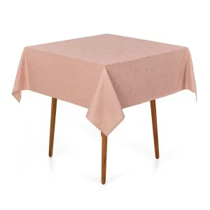 Toalha de Mesa Quadrada 4 Lugares Jacquard Melli Rosa Vintage